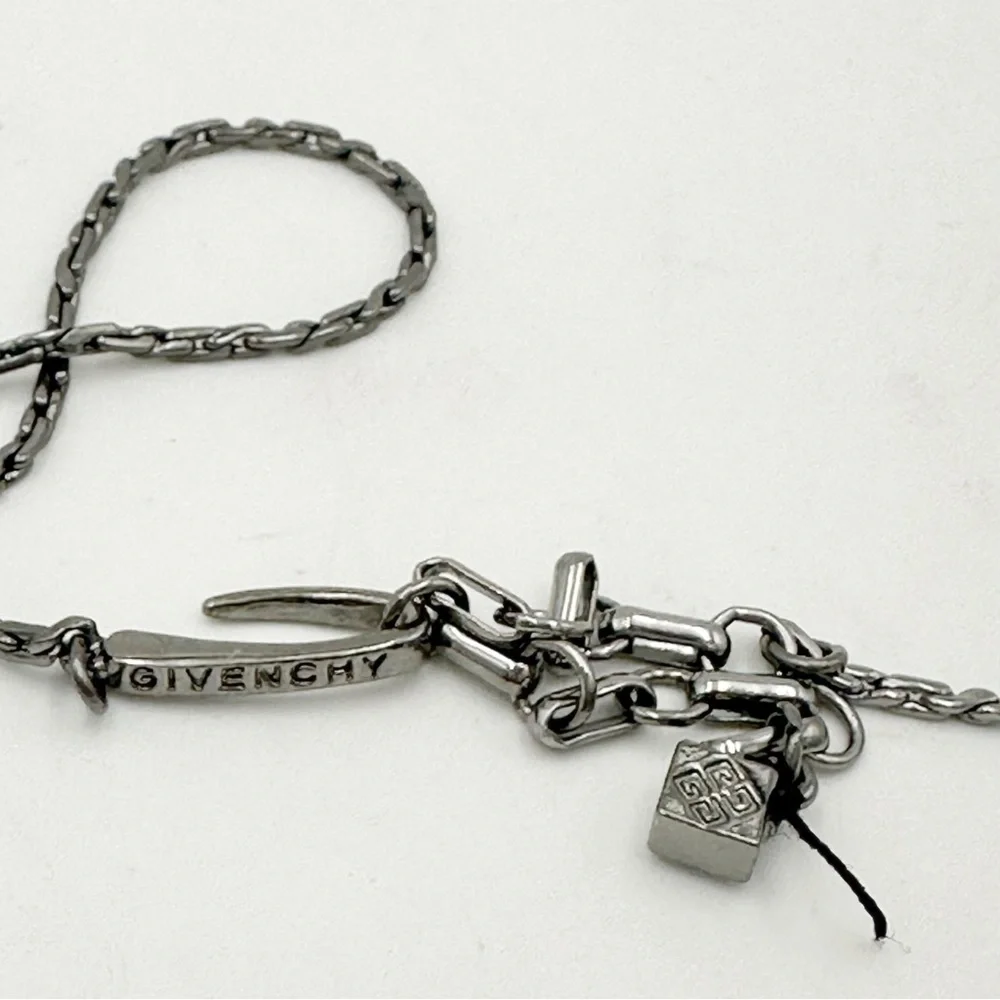 Givenchy Blue Crystal Rhinestone Gun Metal Fancy Necklace - Picture 4 of 4